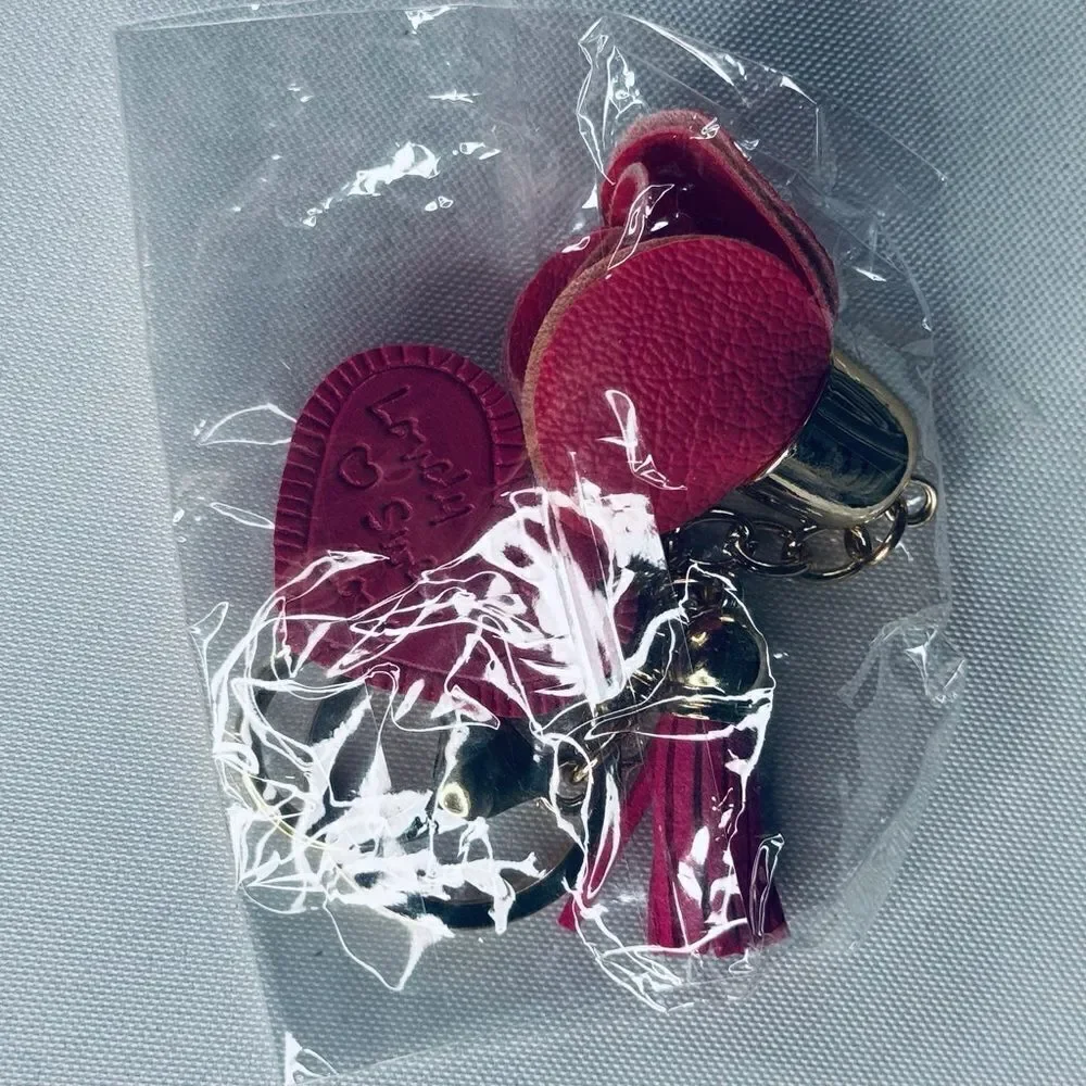 Rose Keychain/Bag Clip Faux Leather, NWT
